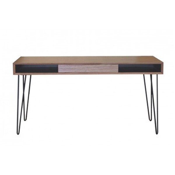 Proman Products Marcus Desk- Oak Veneer Table Top With Metal Legs CD16738 - main